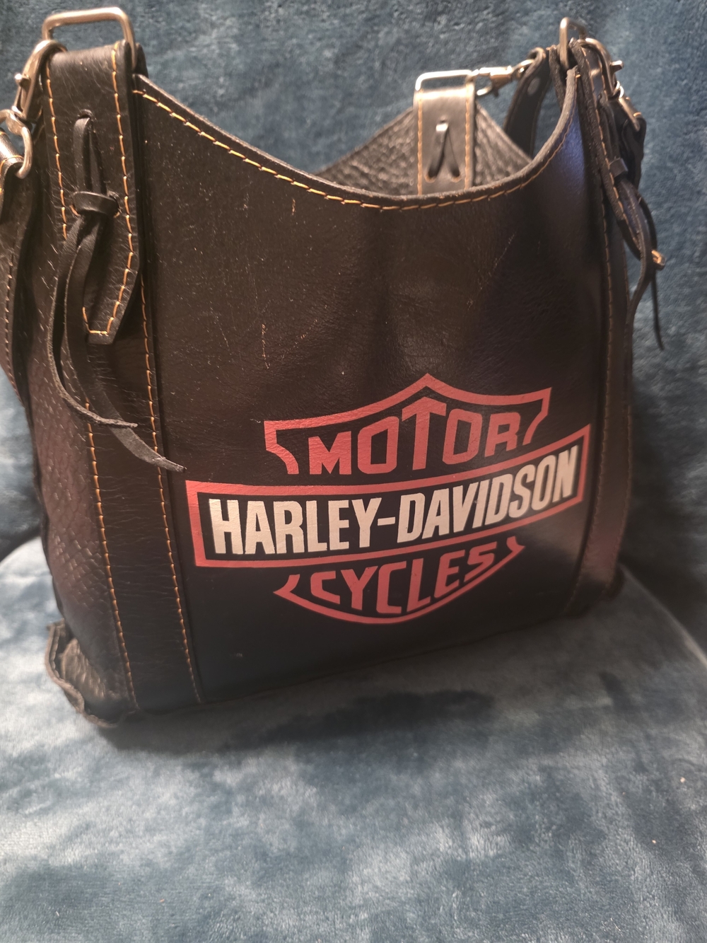 Harley-Davidson Black Leather Logo Crossbody Bag